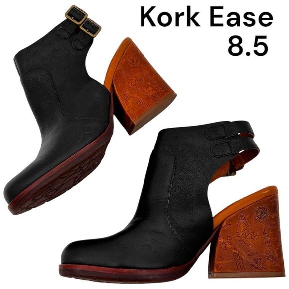 Kork-Ease Women's Leather Block Heel Slingback Cedro Heel Sandals Black Size 8.5 - Picture 7 of 11